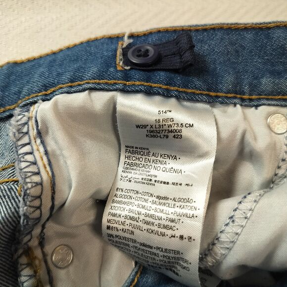 Boy's Levi's 514 Classic Straight Leg Medium Wash Blue Jeans Size 18 (29"x31") - Picture 3 of 7